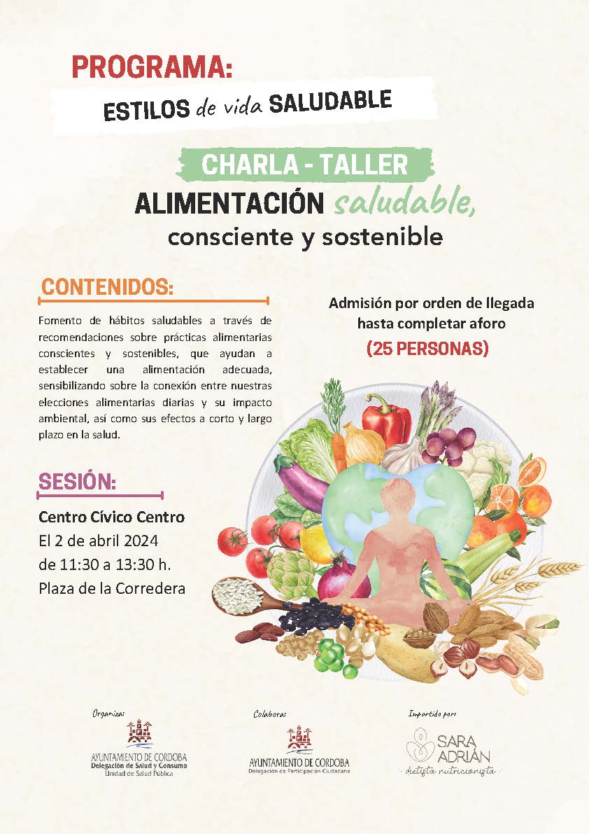 Cartel Charla Taller Alimentación Saludable consciente y sostenible CC Centro PDF